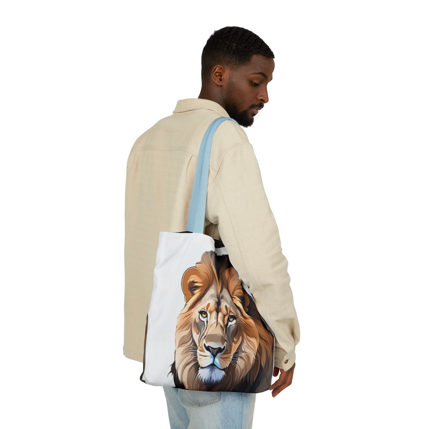 Lion Head, Canvas Tote Bag, 5-Color Straps