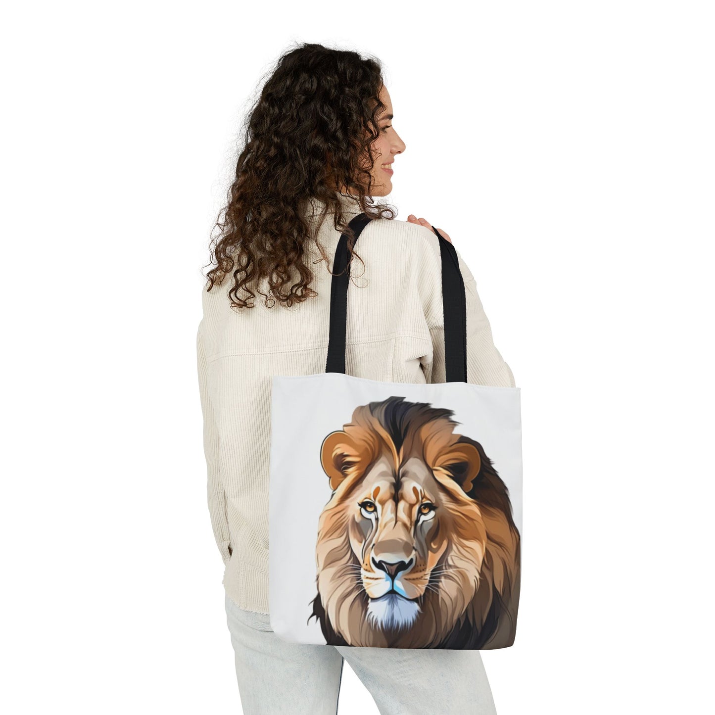 Lion Head, Canvas Tote Bag, 5-Color Straps