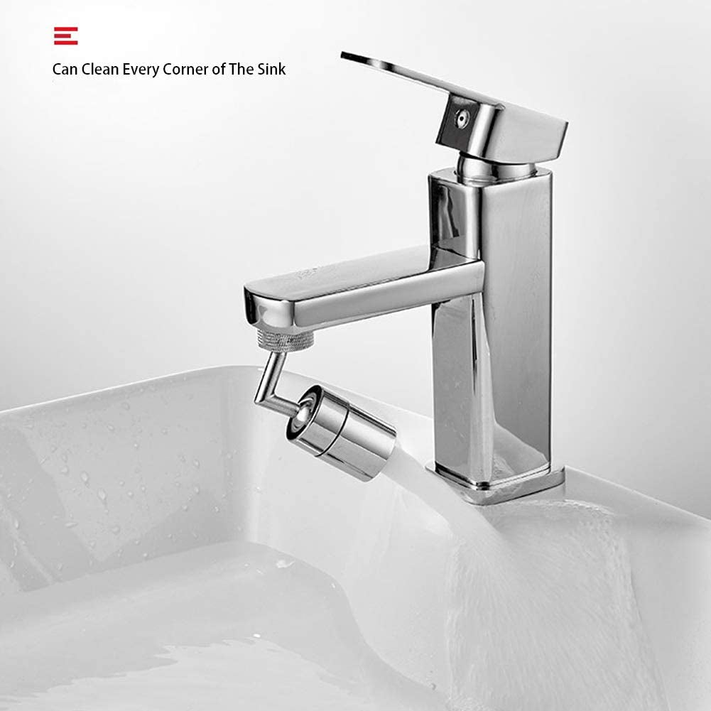 Swivel Sink Faucet Aerator Big Angle Dual-Function 2-Flow Sprayer Faucet Head, Sink Sprayer Attachement for Face Washing, Gargle and Eyewash Station（ 55/64'' Female Thread,Adapter Included）