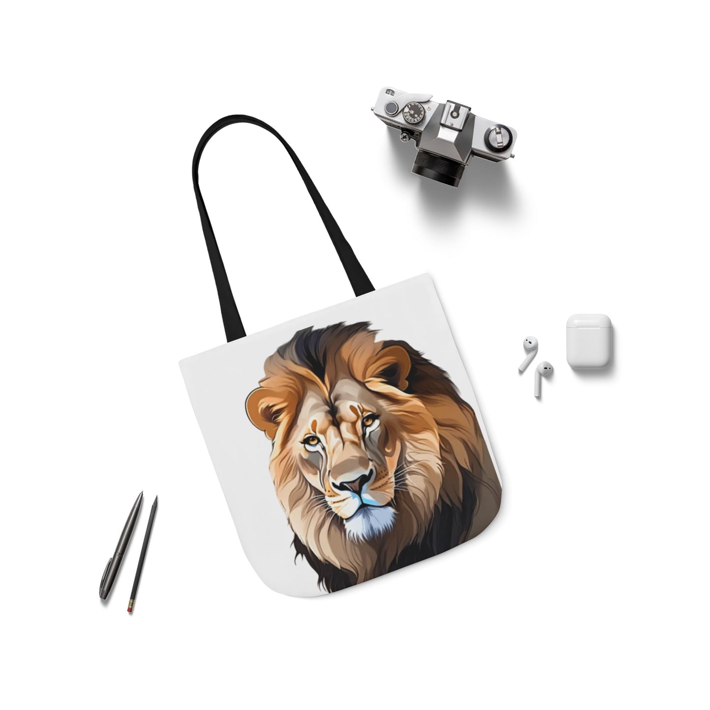 Lion Head, Canvas Tote Bag, 5-Color Straps