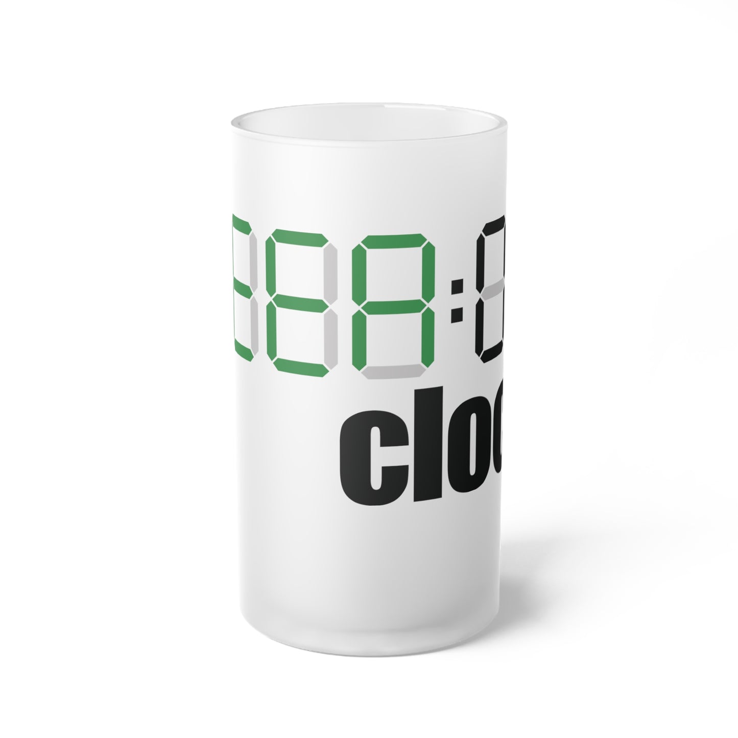 BEER CLOCK Frosted Glass Beer Mug