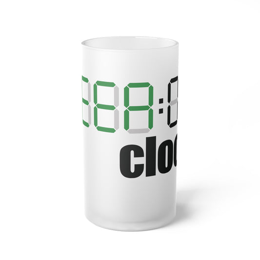 BEER CLOCK Frosted Glass Beer Mug