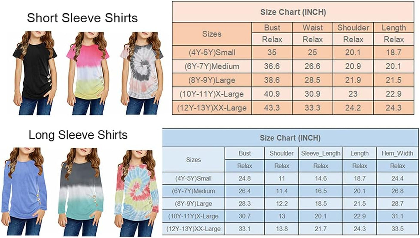 Ecokauer Girls Casual Tunic Tops Knot Front Long Sleeve Loose Soft Blouse T-Shirt Size 4-13