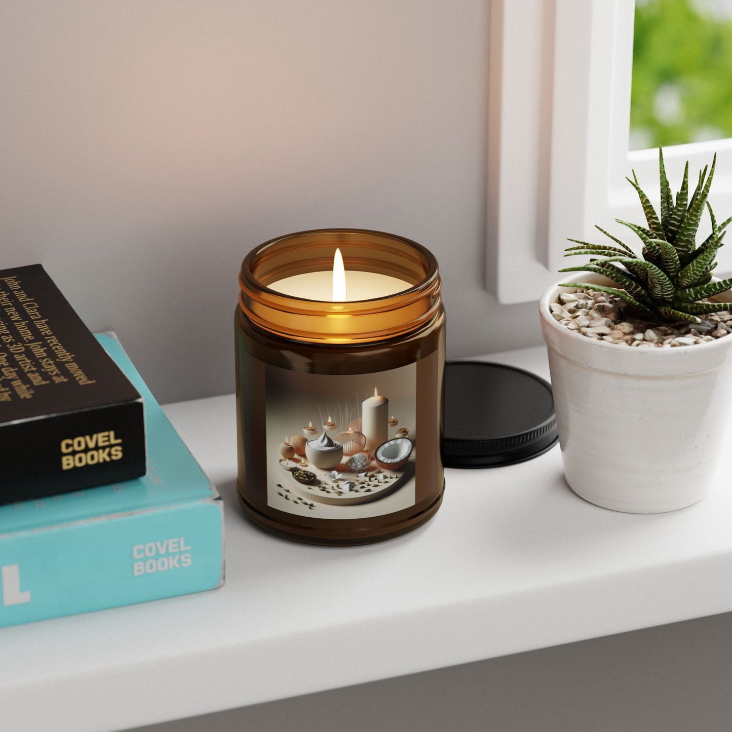 Coconut Cream/ Cardamom, Scented Soy Candle (Multi-Size, Amber Jar)