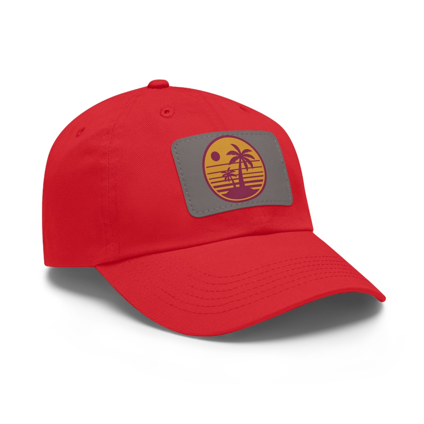 Palm Tree, Dad Hat with Leather Patch (Rectangle)