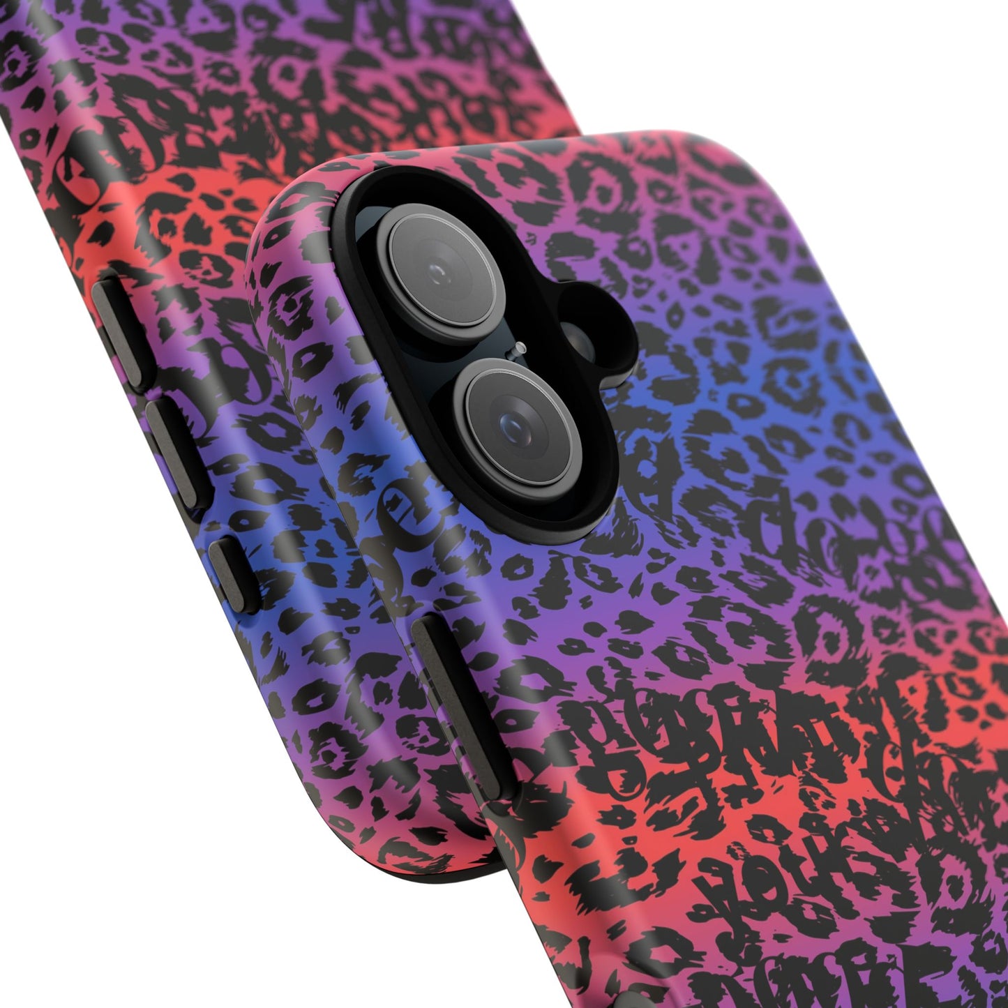 This i phone 16 Leopard Ombre Tough Phone Case – Purple Pink Blue Gradient Protective Cover