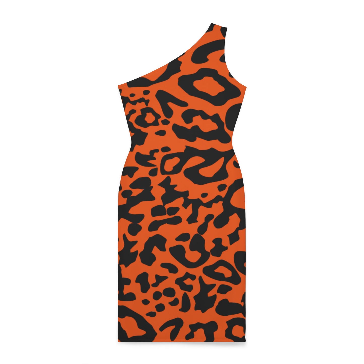 Orange, Printed, Shoulder Dress (AOP)
