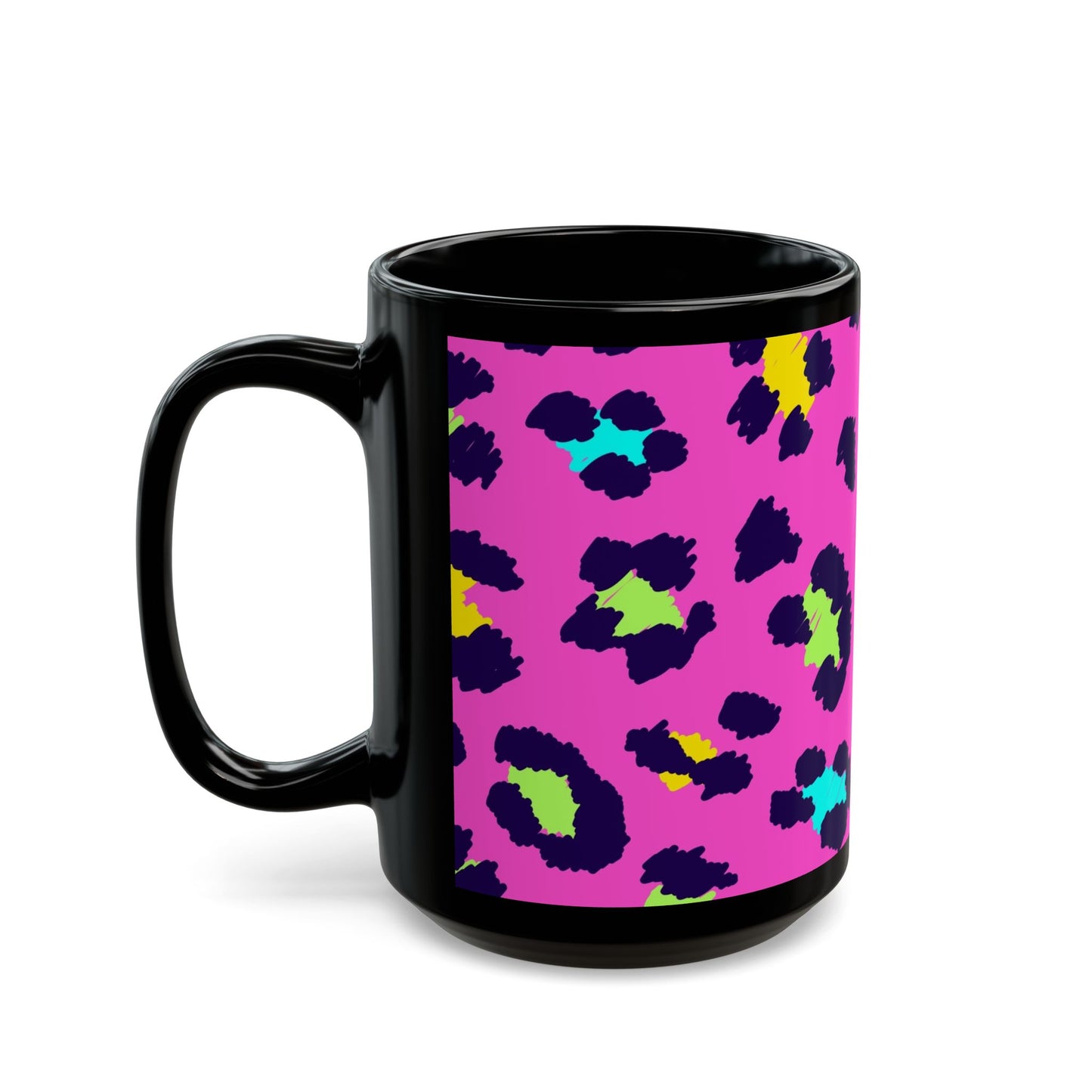 Hot Pink/Spotted, Black Mug (11oz, 15oz)