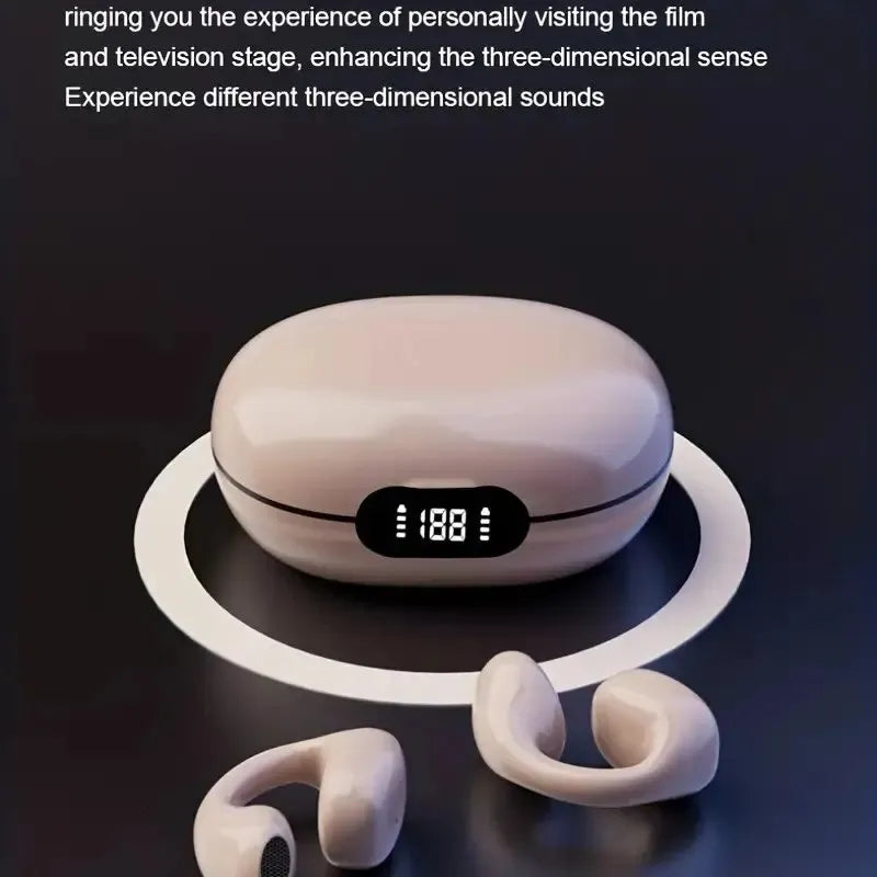Headphones Earphones Wireless Ear Clip Non in Ear Digital Display Bluetooth Headset Gaming Painless Wearing Ultra Long Lasting Sports 231030