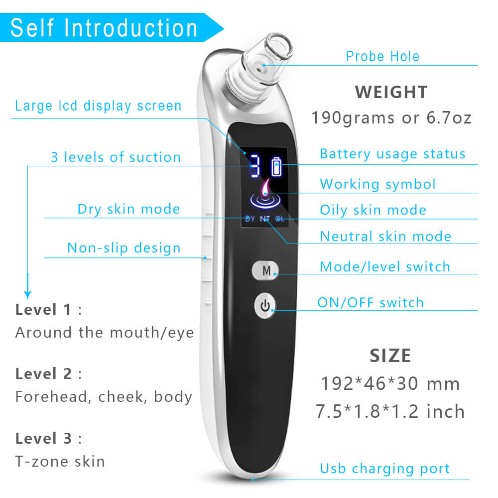 Powerful Blackhead Acne Remover Vacuum Cleaner Black Head Face Skin Care Extractor Pore Nose Lift Suction Facial Removal Massage