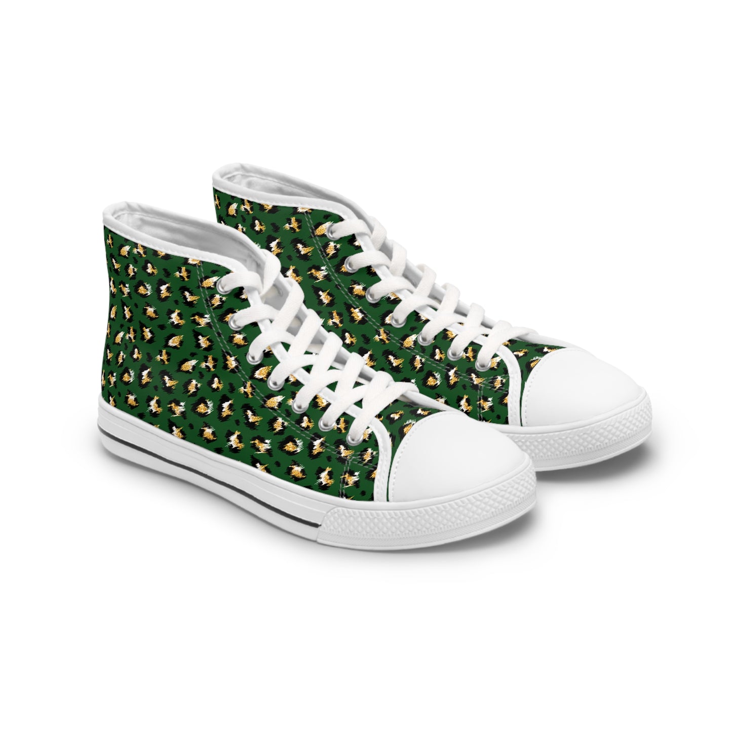 Green Colored Leopard print Design, Women's High Top Sneakers