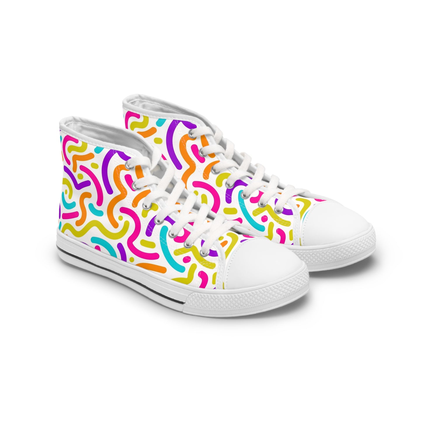 Colorful Noddle's Design, Women's High Top Sneakers