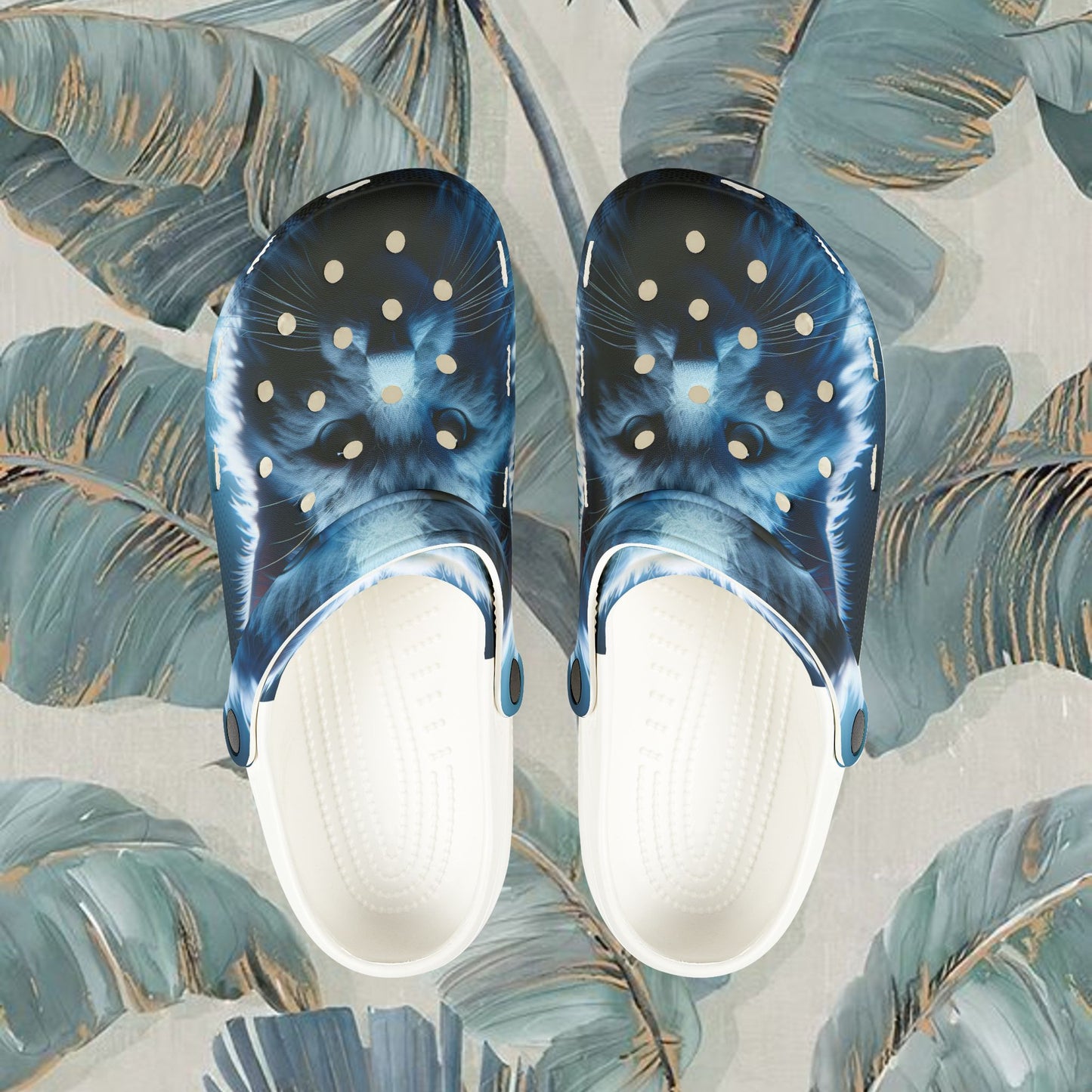 Kitty Print (Blue), EVA Foam Rubber Shoes (AOP)