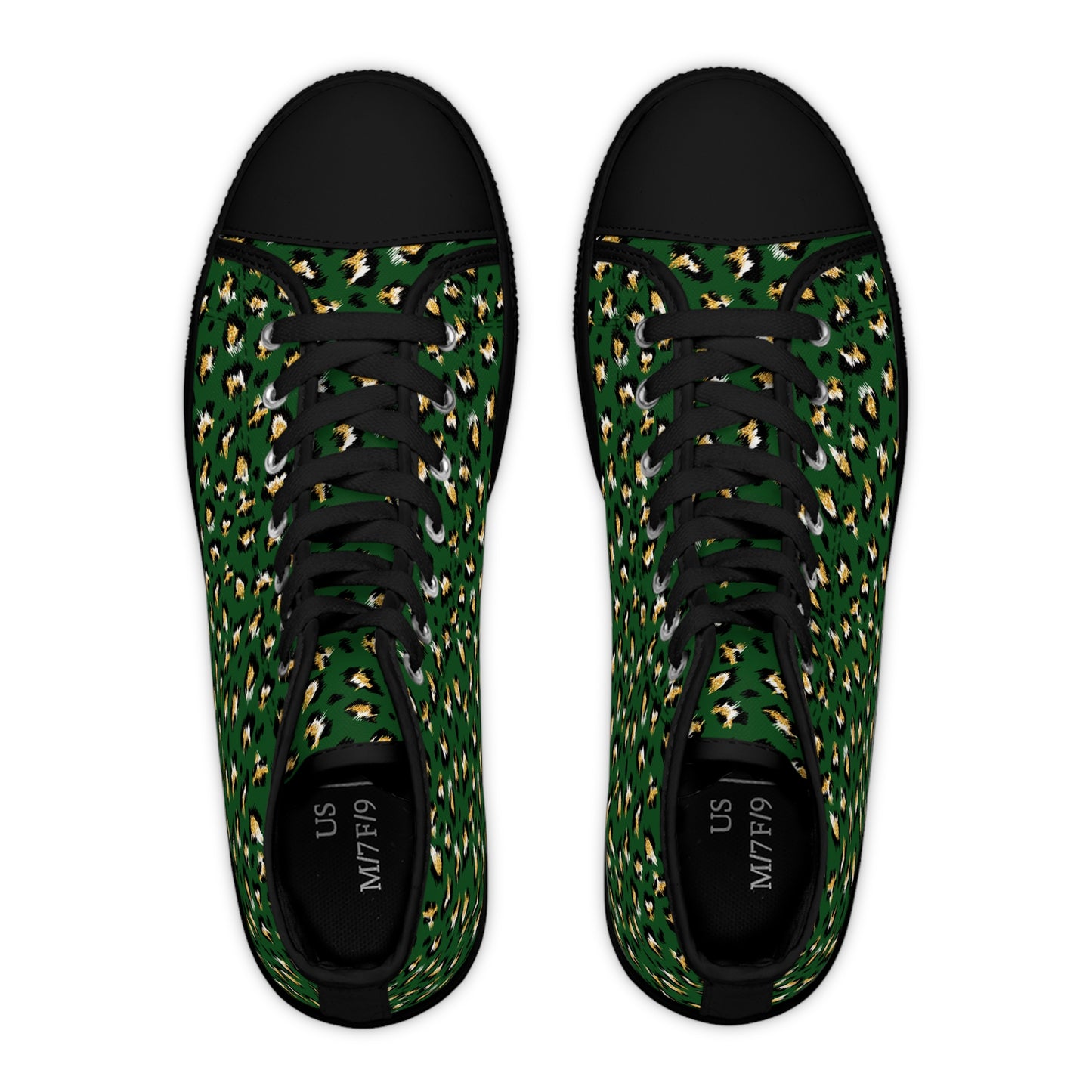 Green Colored Leopard print Design, Women's High Top Sneakers