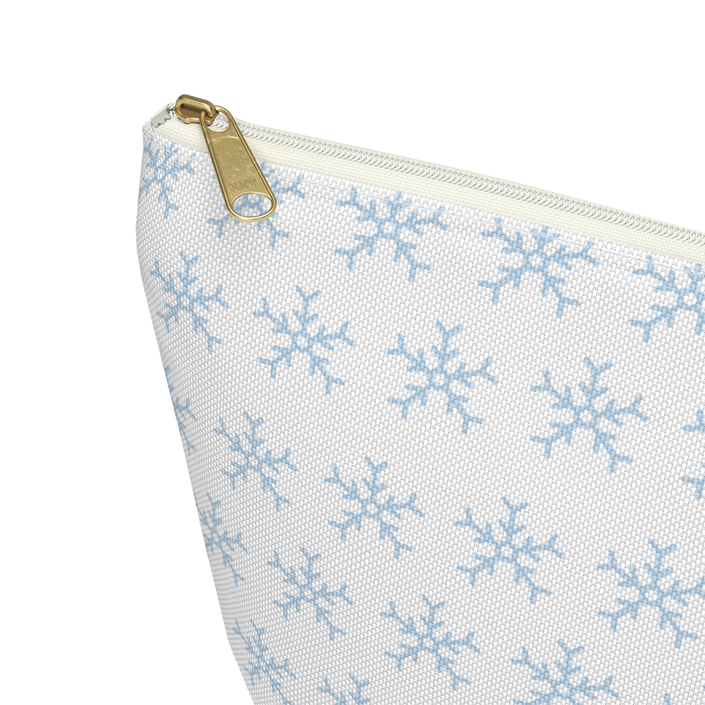 Make-up Accessory Pouch w T-bottom, Snowflakes Pattern. S/L