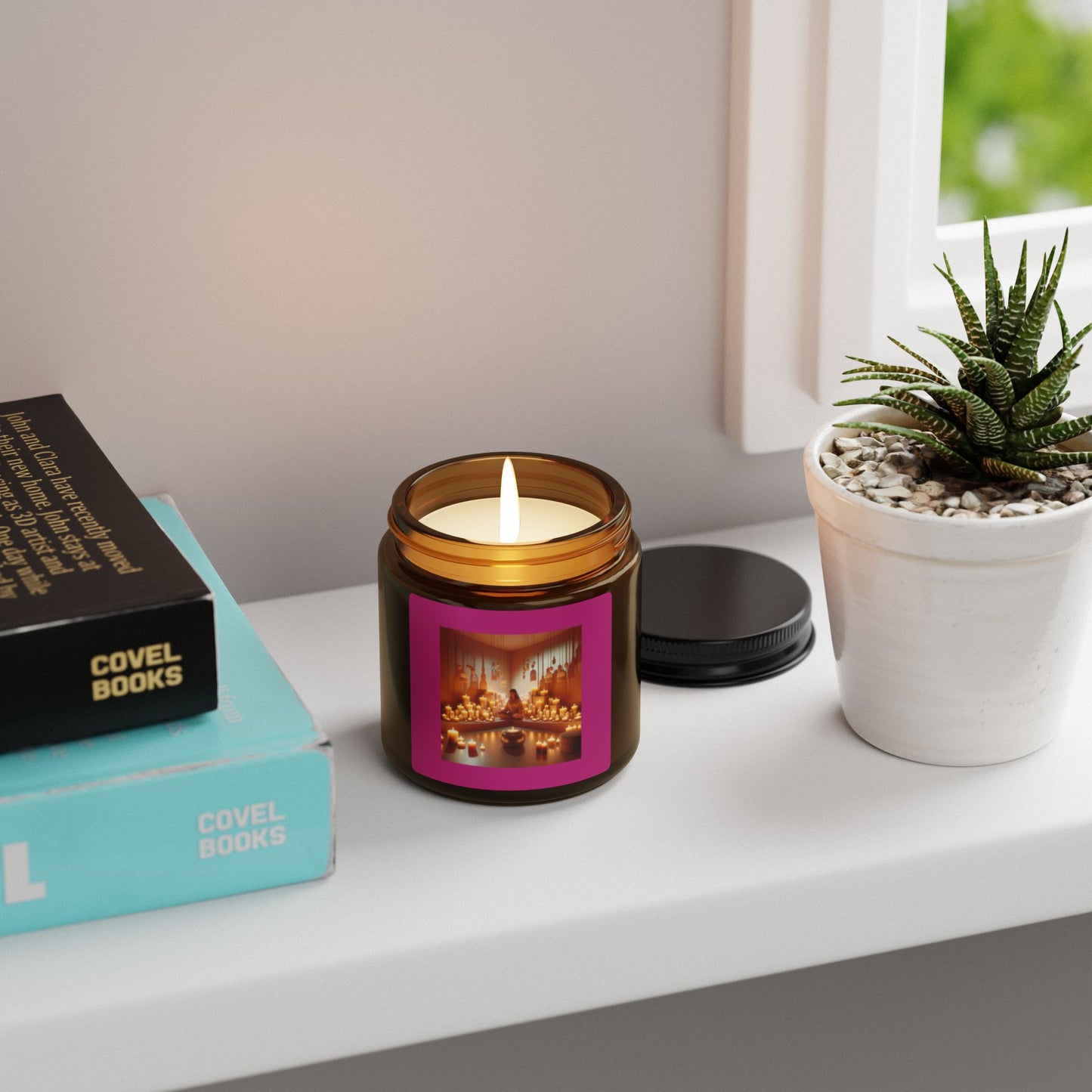 White Sage/Lavender, Scented Soy Candle (Multi-Size, Amber Jar)