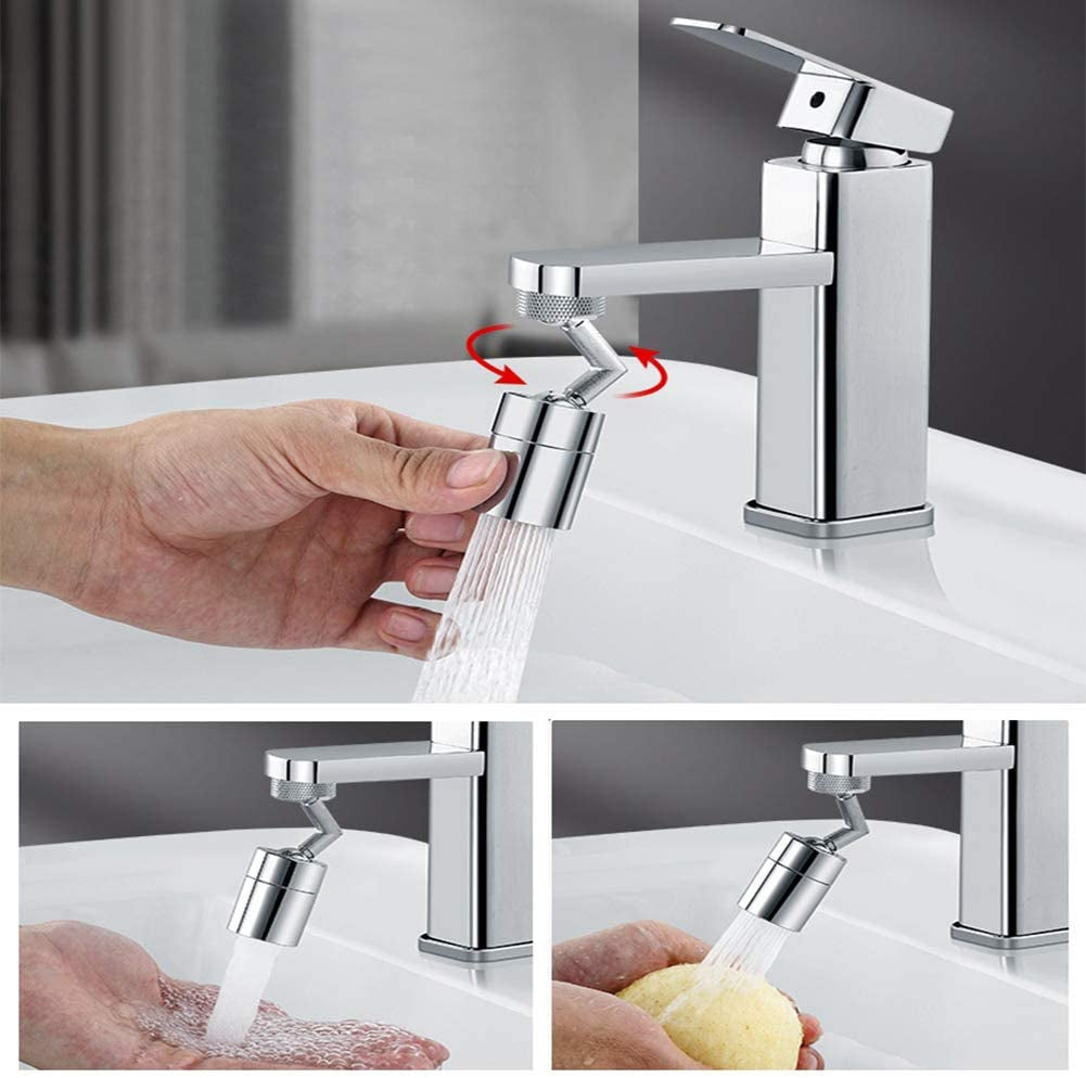 Swivel Sink Faucet Aerator Big Angle Dual-Function 2-Flow Sprayer Faucet Head, Sink Sprayer Attachement for Face Washing, Gargle and Eyewash Station（ 55/64'' Female Thread,Adapter Included）