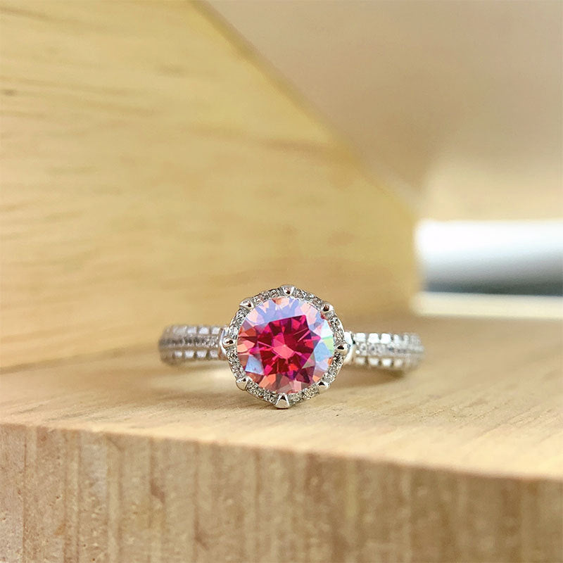 Mossanite Color Electroplating 18k Rose Gold Diamond Ring