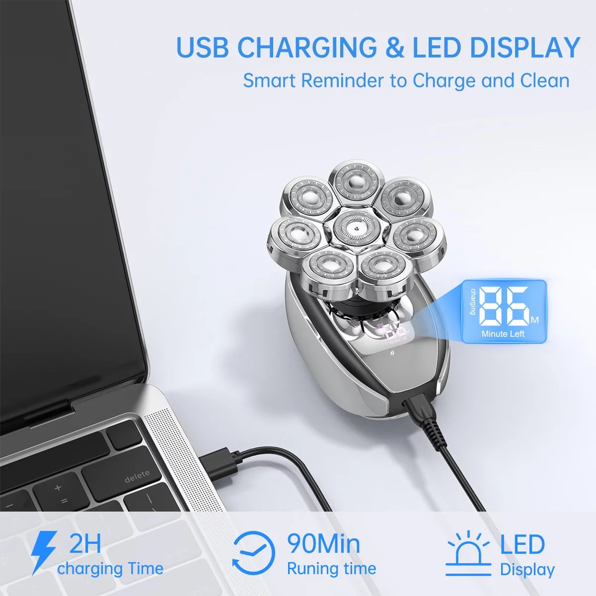 9D Head Shavers for Bald Men, Anti-Pinch Electric Razor, 6-In-1 Men’S Grooming Kit Beard Nose Hair Trimmer, IPX7 Waterproof Rechargeable Electric Shaver W/ LED Display, Travel Lock for Father Husband