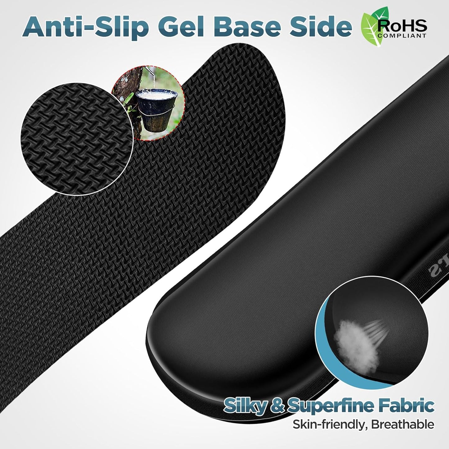 Gimars Upgrade Enlarge Silky and Superfine Fabric Gel Memory Foam Keyboard Wrist Rest Set, Ergonomic Keyboard Mouse Wrist Support for Typing Pain Relief, Comfort for Office, Gaming, Computer, Black