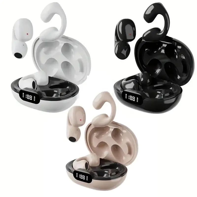 Headphones Earphones Wireless Ear Clip Non in Ear Digital Display Bluetooth Headset Gaming Painless Wearing Ultra Long Lasting Sports 231030