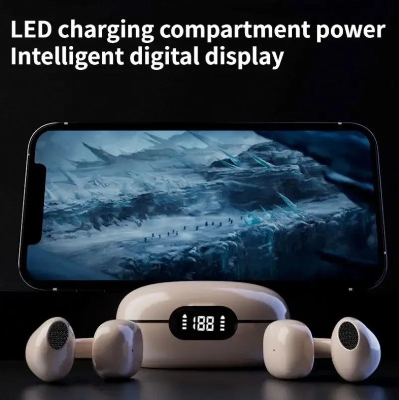 Headphones Earphones Wireless Ear Clip Non in Ear Digital Display Bluetooth Headset Gaming Painless Wearing Ultra Long Lasting Sports 231030