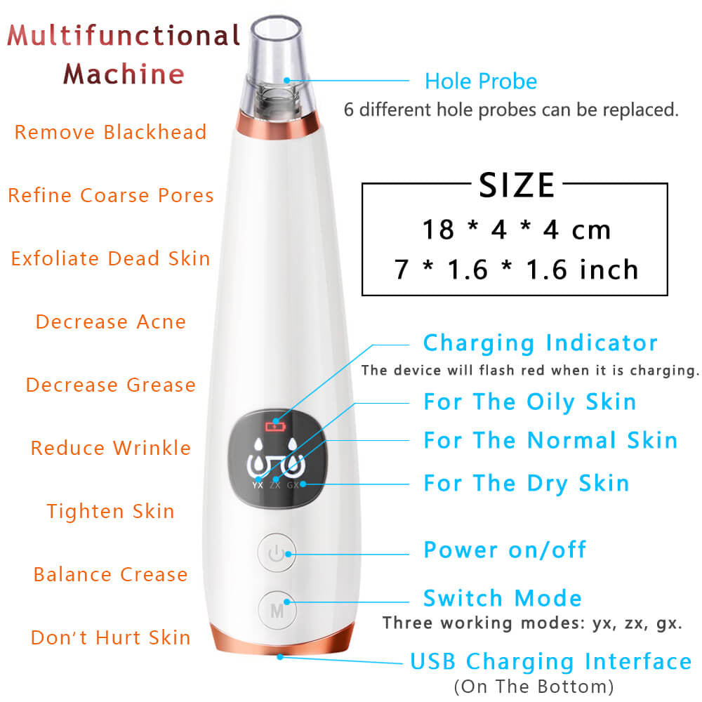 Powerful Blackhead Acne Remover Vacuum Cleaner Black Head Face Skin Care Extractor Pore Nose Lift Suction Facial Removal Massage