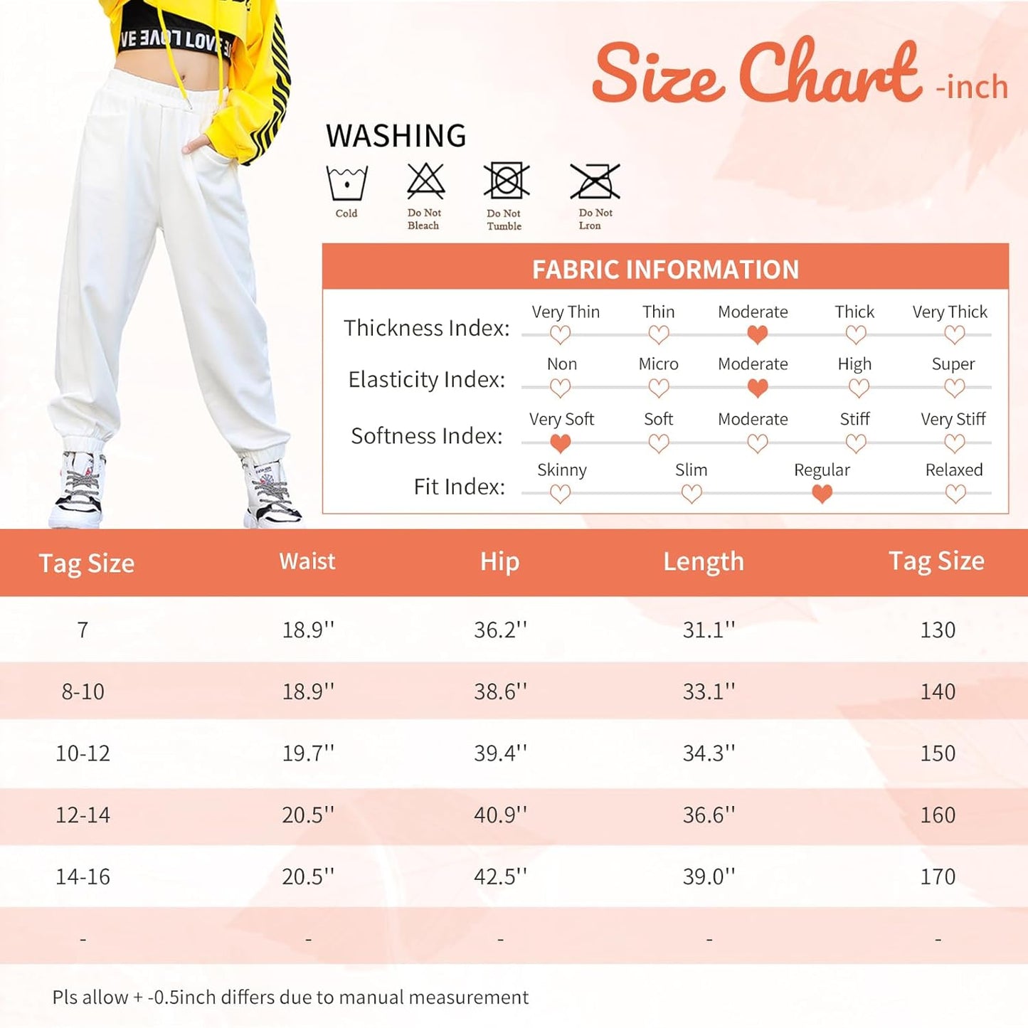 Rolanko Girls' Jogger Pants Active Kids Sweatpants with Pocket Hip Hop Streetwear Trousers 4-14 Years