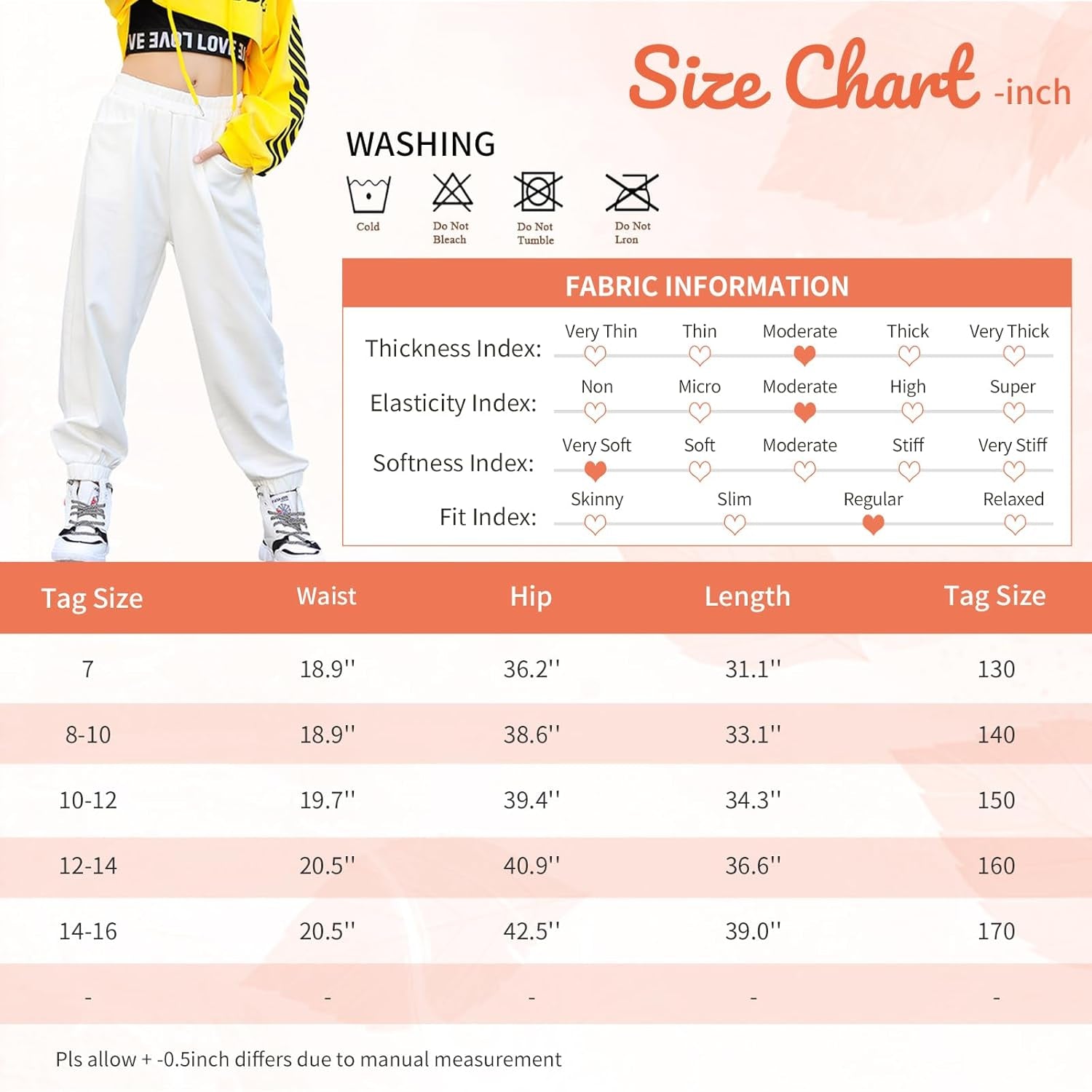 Rolanko Girls' Jogger Pants Active Kids Sweatpants with Pocket Hip Hop Streetwear Trousers 4-14 Years